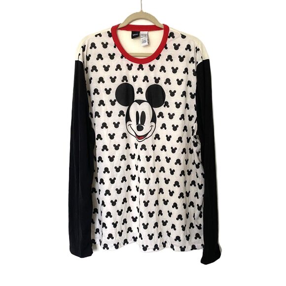 VTG Disney Mickey Mouse Streetstyle Look Colorblock Long Sleeve Unisex Shirt XXL - Picture 1 of 7
